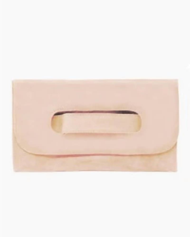 Front of a size O/S Mare Handle Clutch in Pale Blush in Pale Blush by ABLE. | dia_product_style_image_id:329117